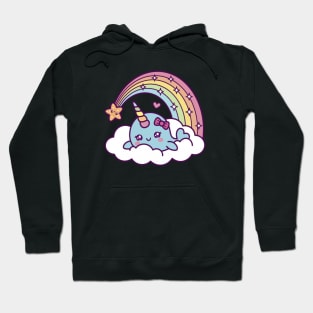 Narwhal Girl Dreams On Cloud With Rainbow Hoodie